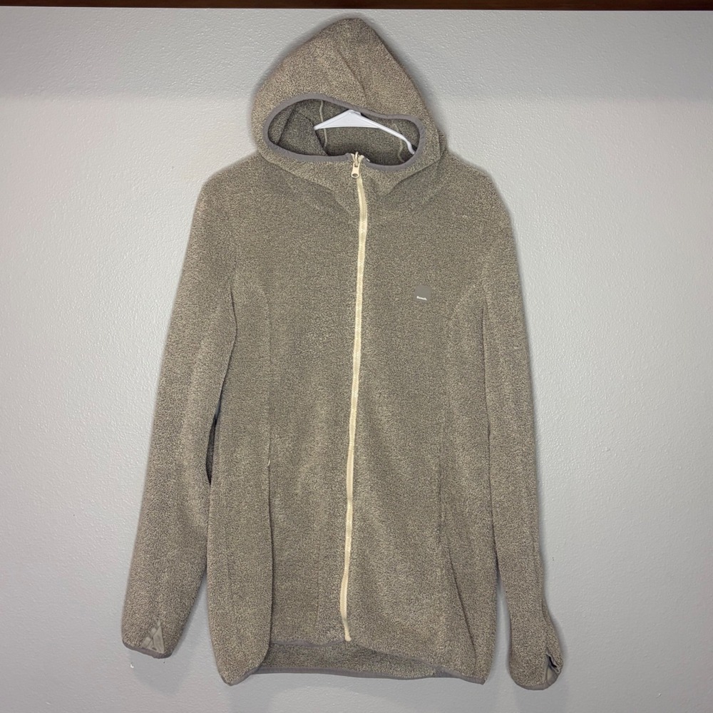 Bench Full Zip Sherpa Fleece Hoodie Grey Taupe Thumbholesβ Women L Heavy Warm